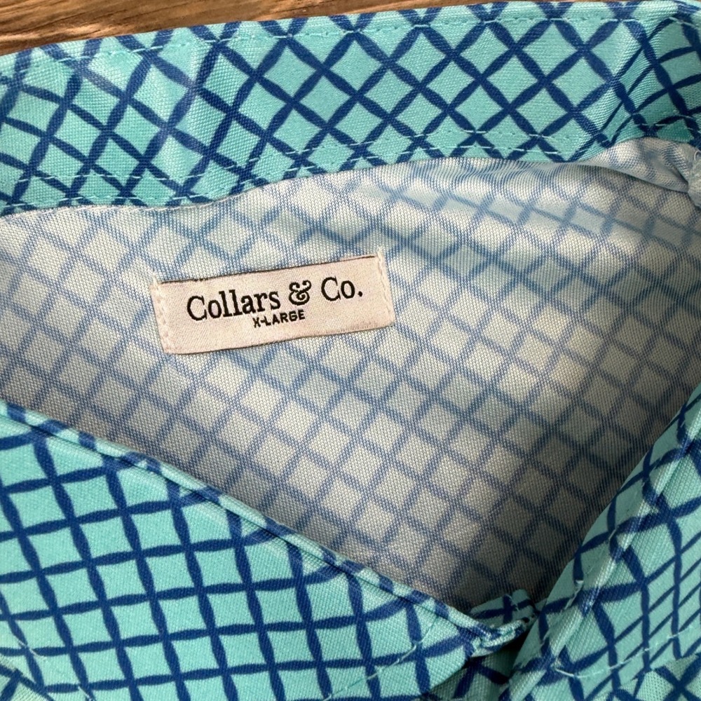 Collars & Co Mens XL Polo Shirt Blue Corsica Dress Collar Performance NEW - Picture 5 of 9